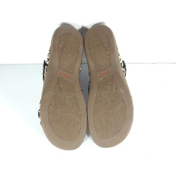 Taos Women’s Double U US9 Leather Calf Hair Cheetah Flat Thong Sandals Shoes - Picture 9 of 16